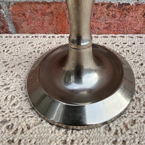 Tea Light Candle Lamp With Red Beaded Shade Silver Tone Metal Base - Picture 5 of 12